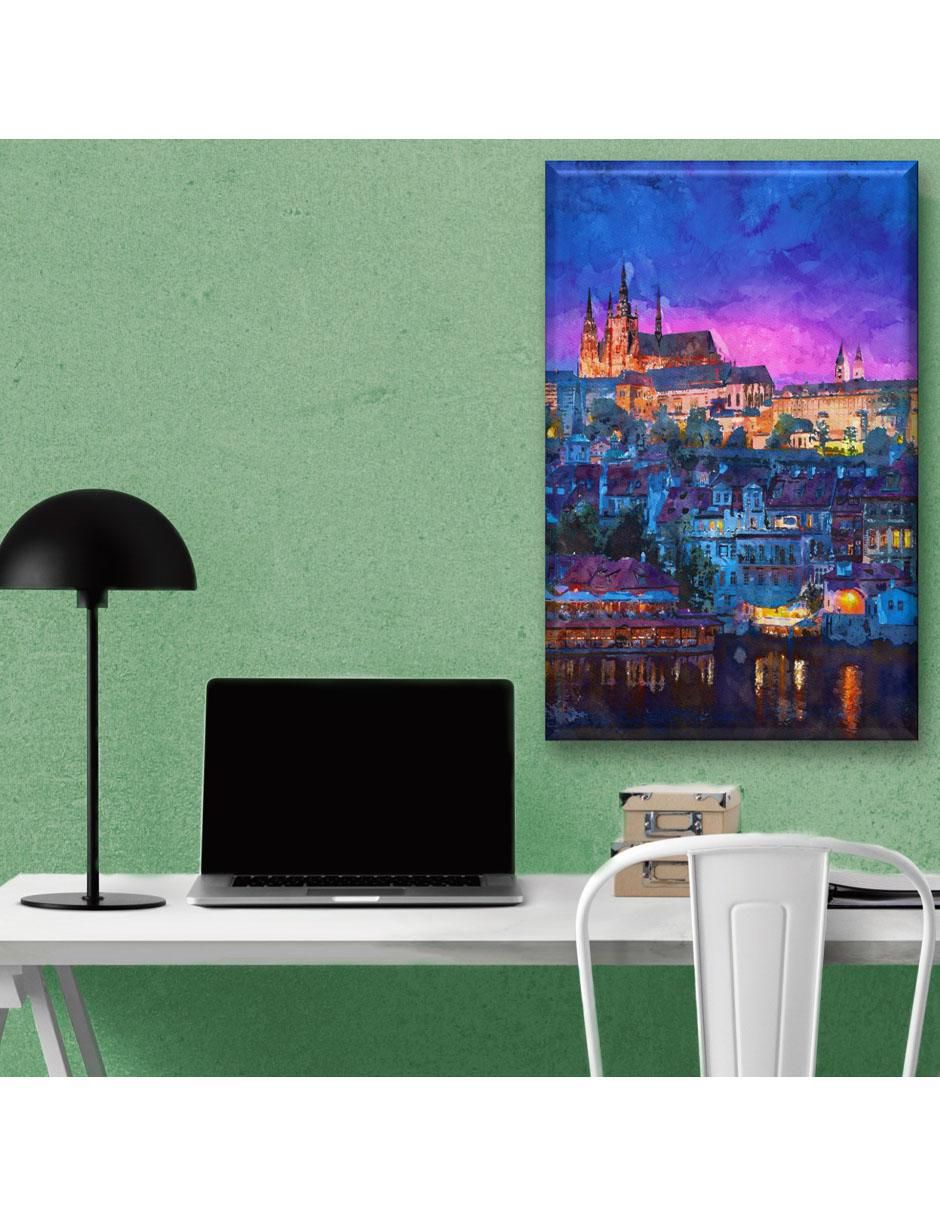 Cuadro decorativo Ciudad de noche acuarela 5