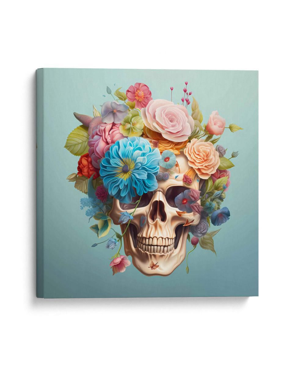 Cuadro decorativo Canvas Lab Craneo y flores