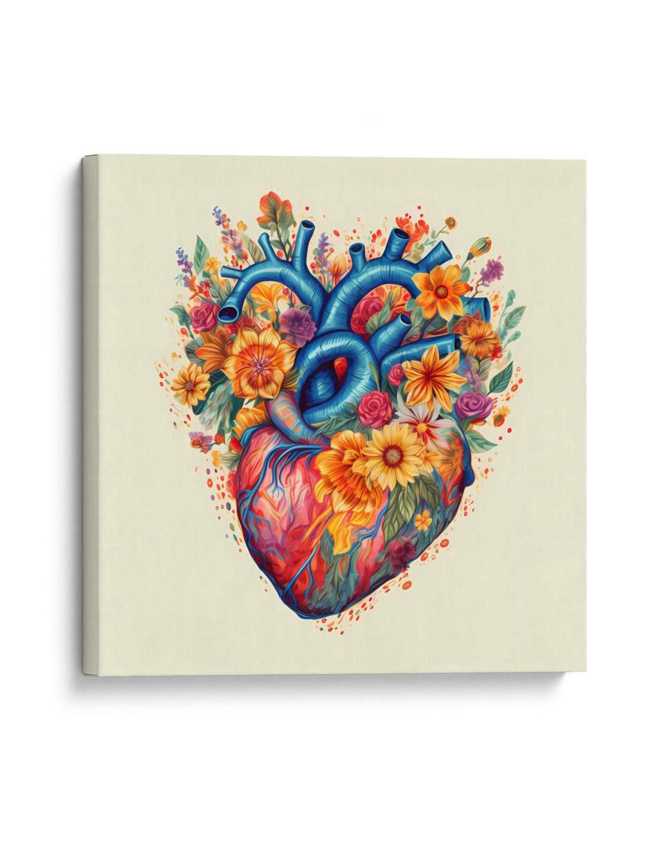 Cuadro decorativo Canvas Lab Corazon y flores