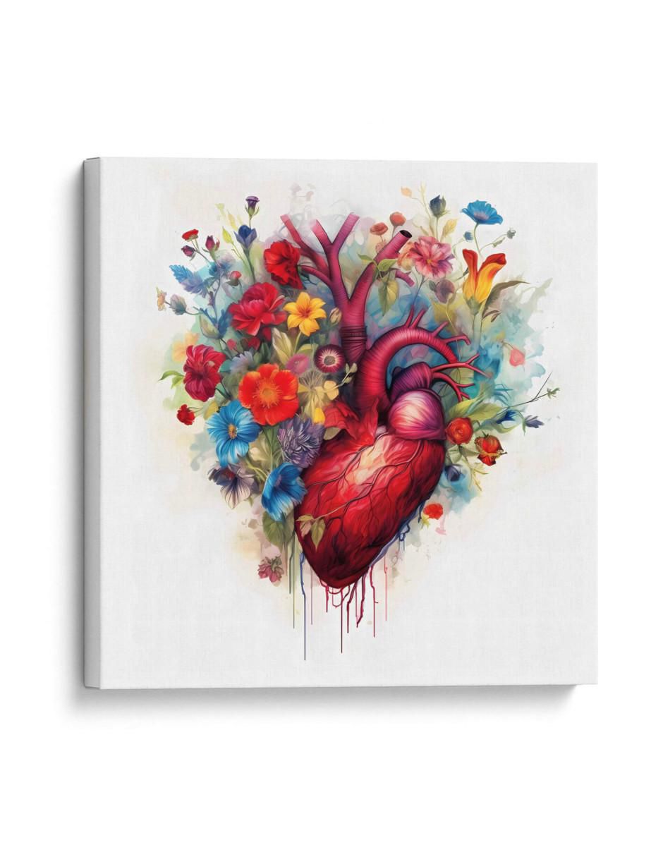 Cuadro decorativo Canvas Lab Corazon de flores