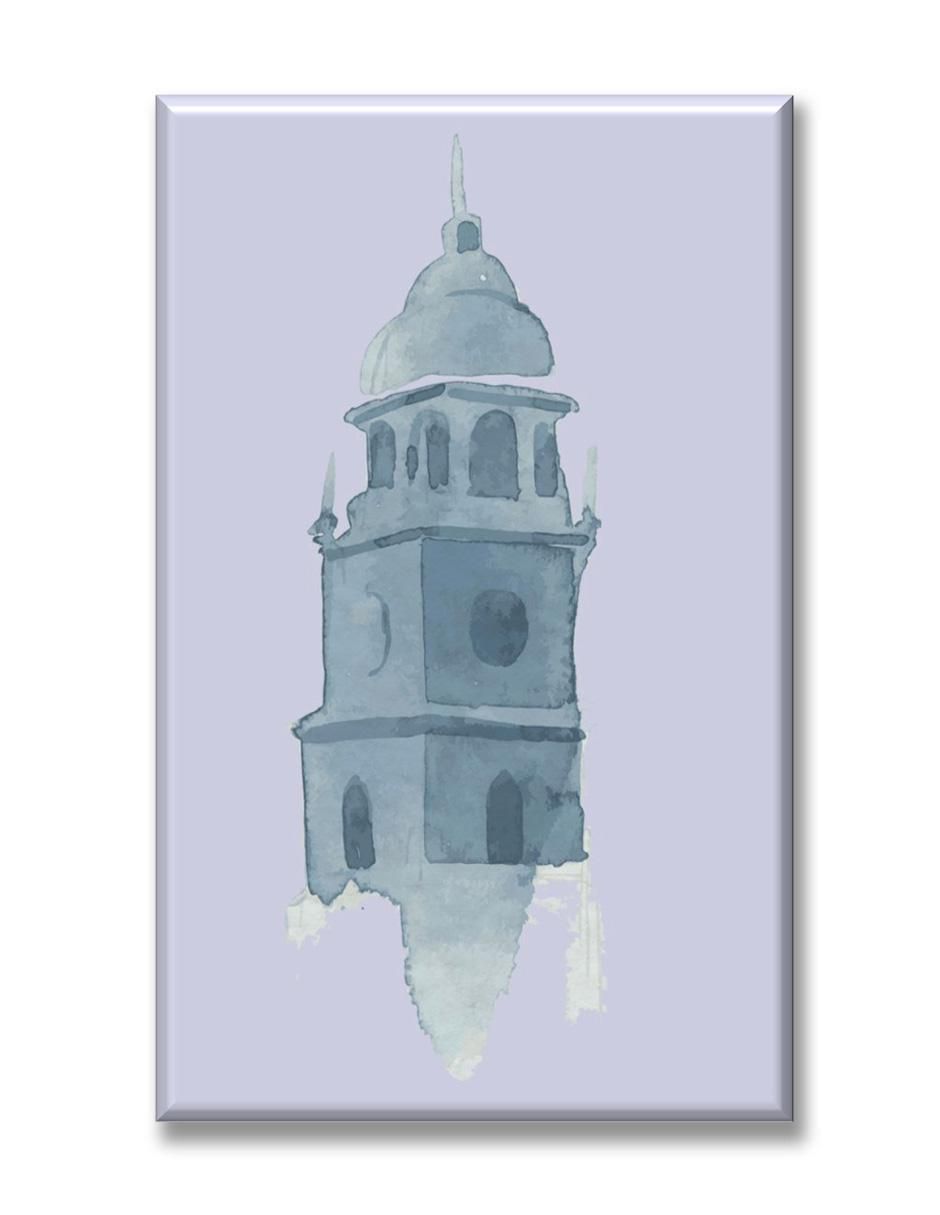 Cuadro decorativo Torre acuarela azul 1