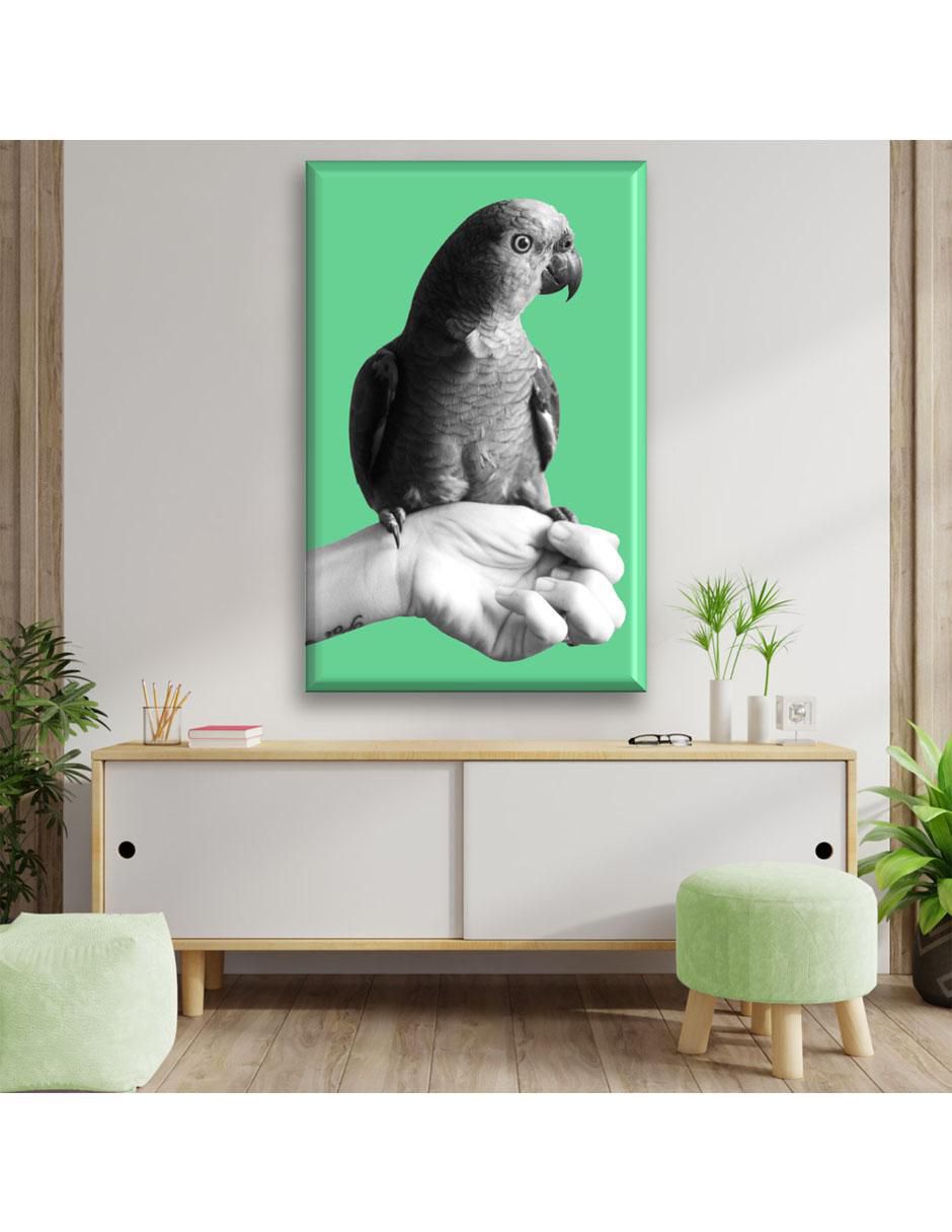 Cuadro decorativo Periquito byn 5