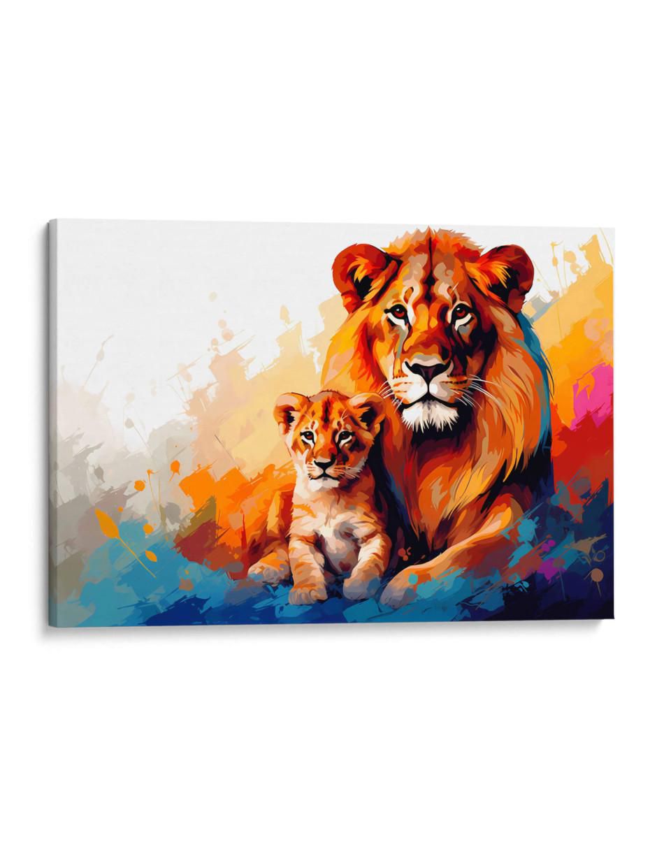 Cuadro decorativo Canvas Lab Familia de leones