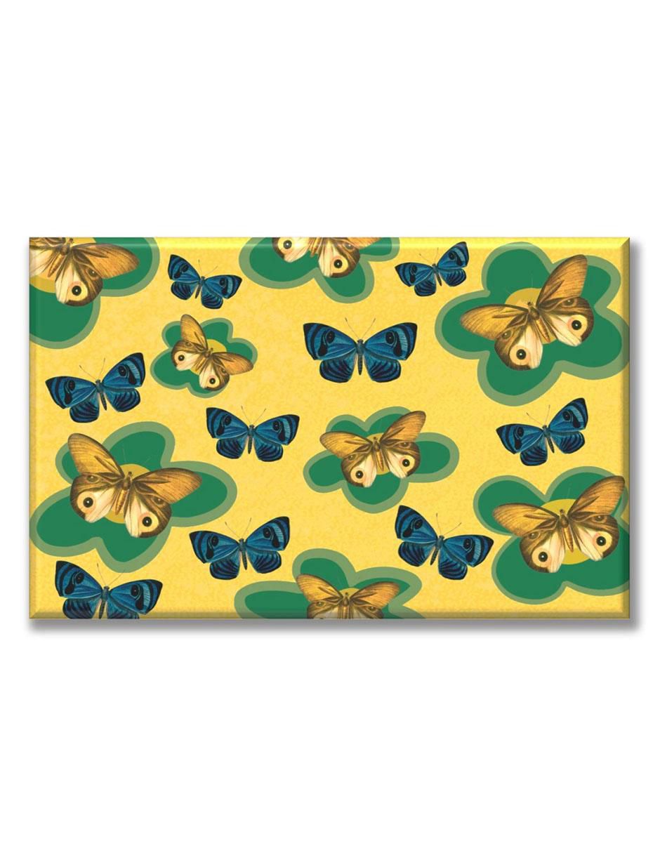 Cuadro decorativo Mariposa y flores verdes 1