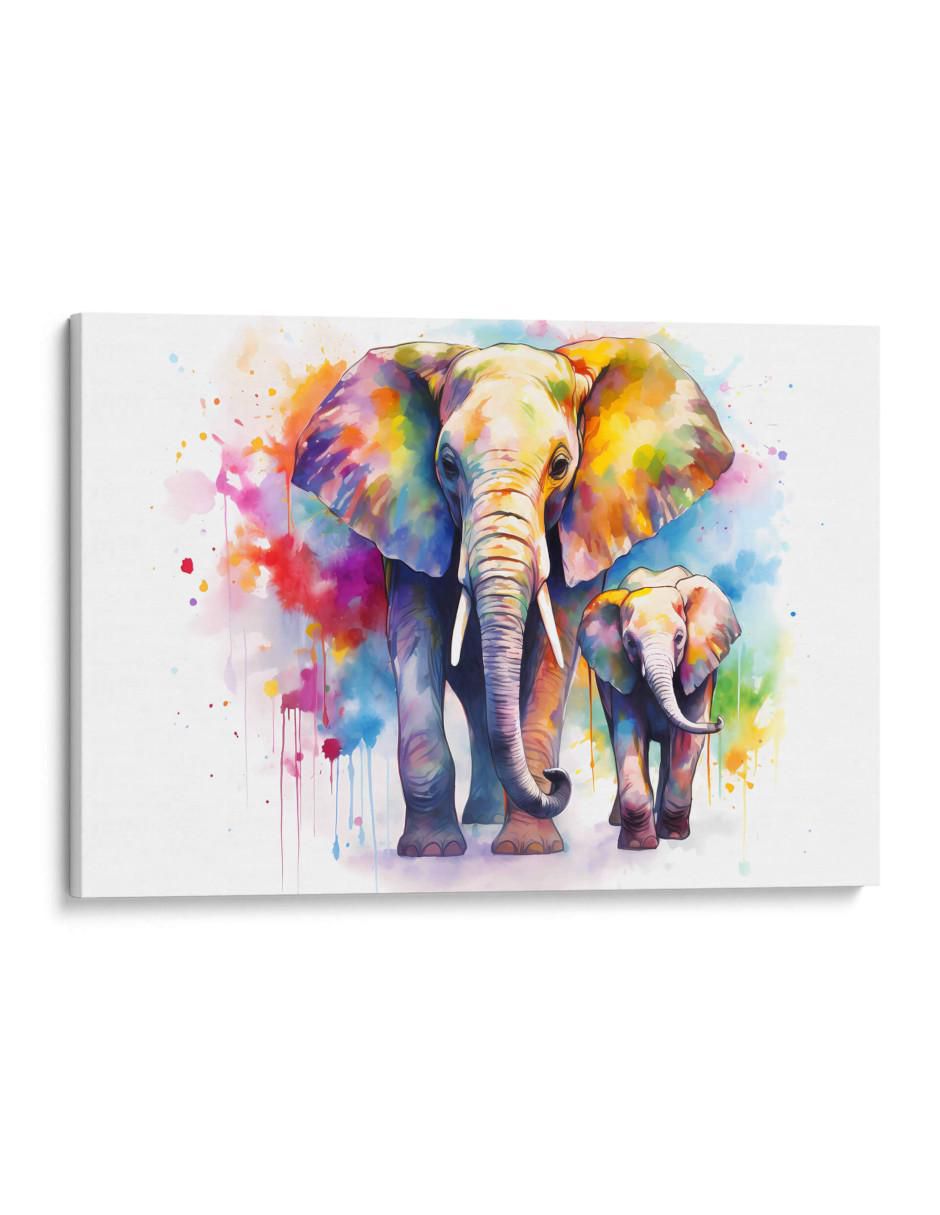 Cuadro decorativo Canvas Lab Familia de elefantes