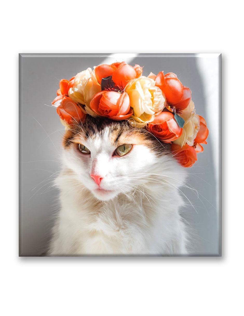 Cuadro decorativo Gato corona de flores 1