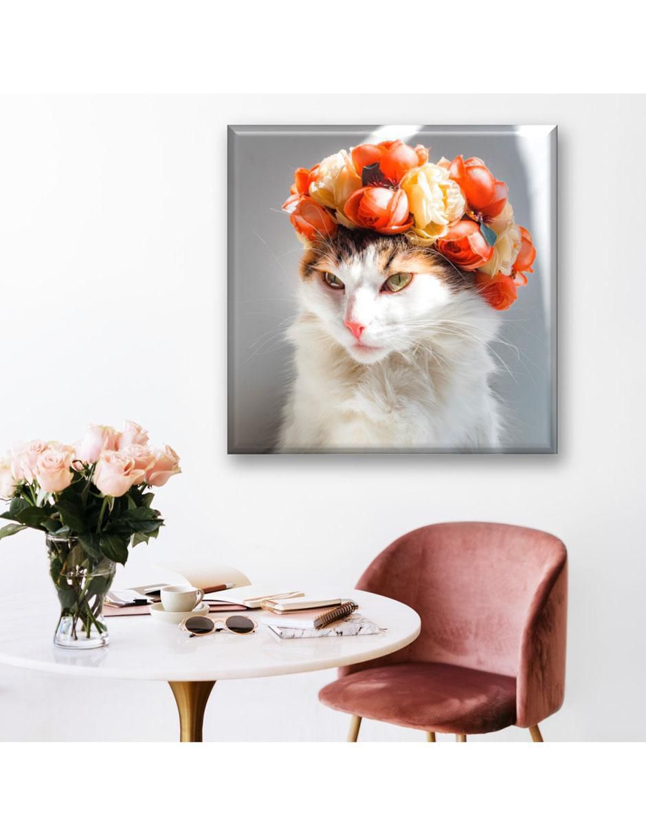 Cuadro decorativo Gato corona de flores 5