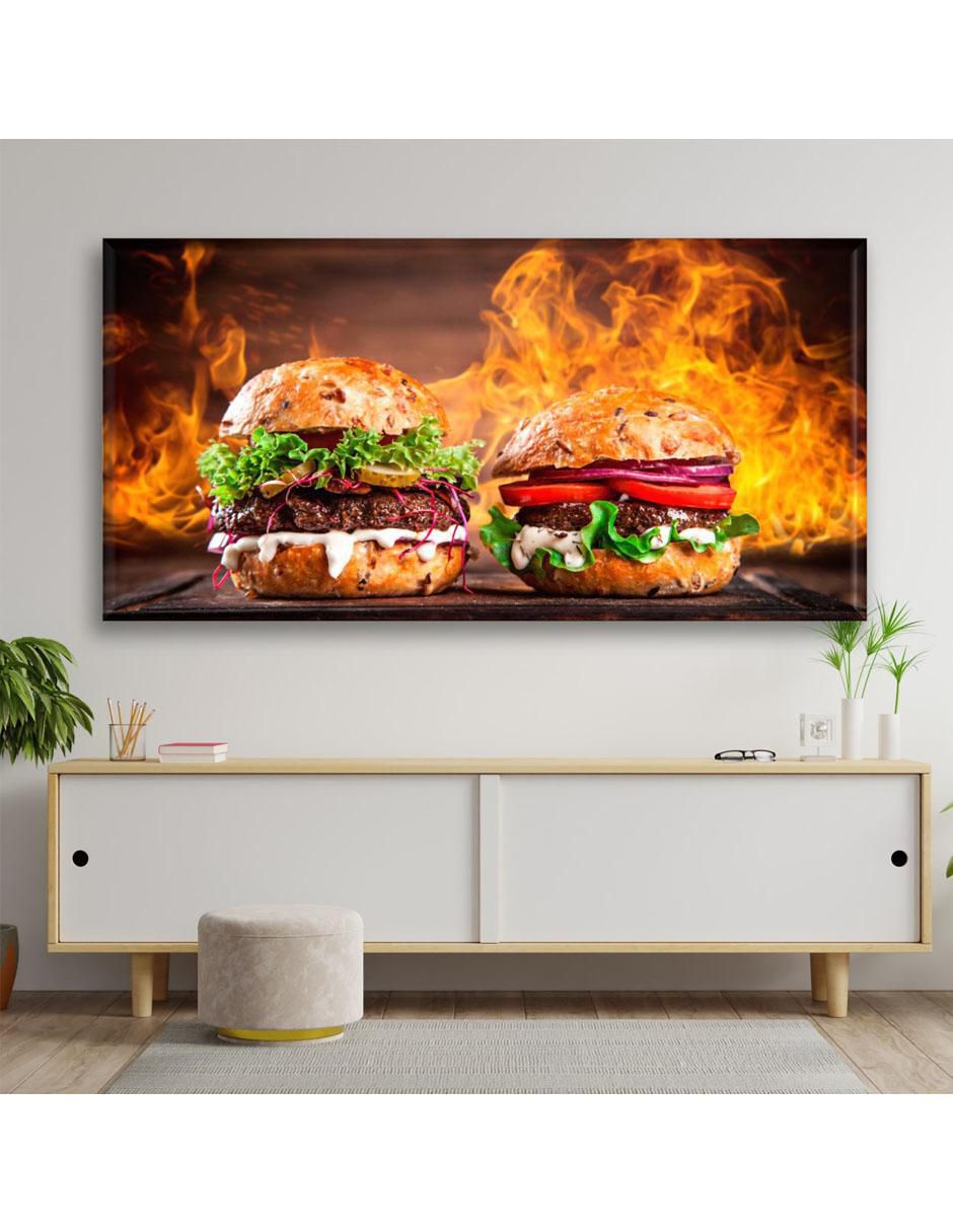 Cuadro decorativo Industria Grafica Ciento 23 Hamburguesas fuego