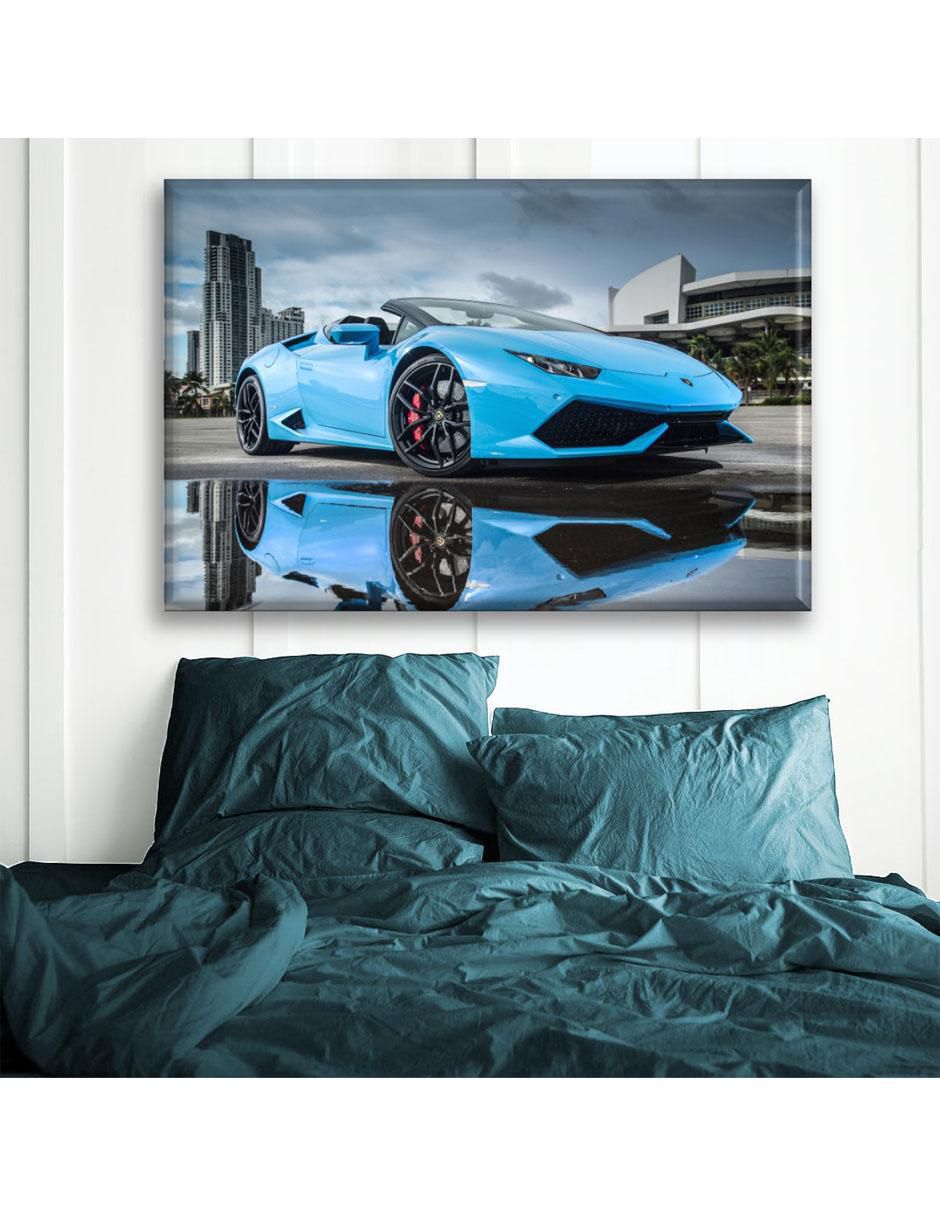 Cuadro decorativo Lambo celeste 5