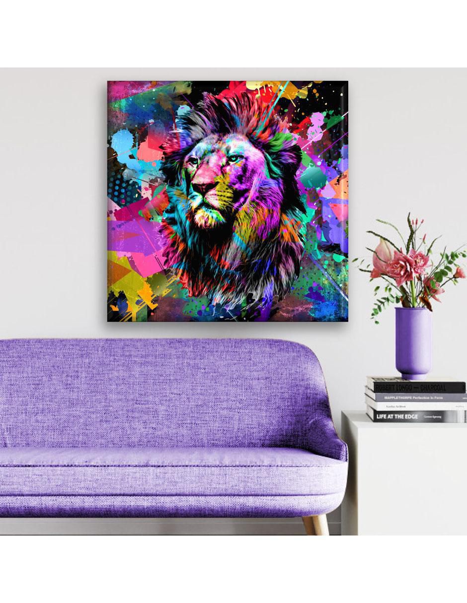 Cuadro decorativo Multicolor león 5