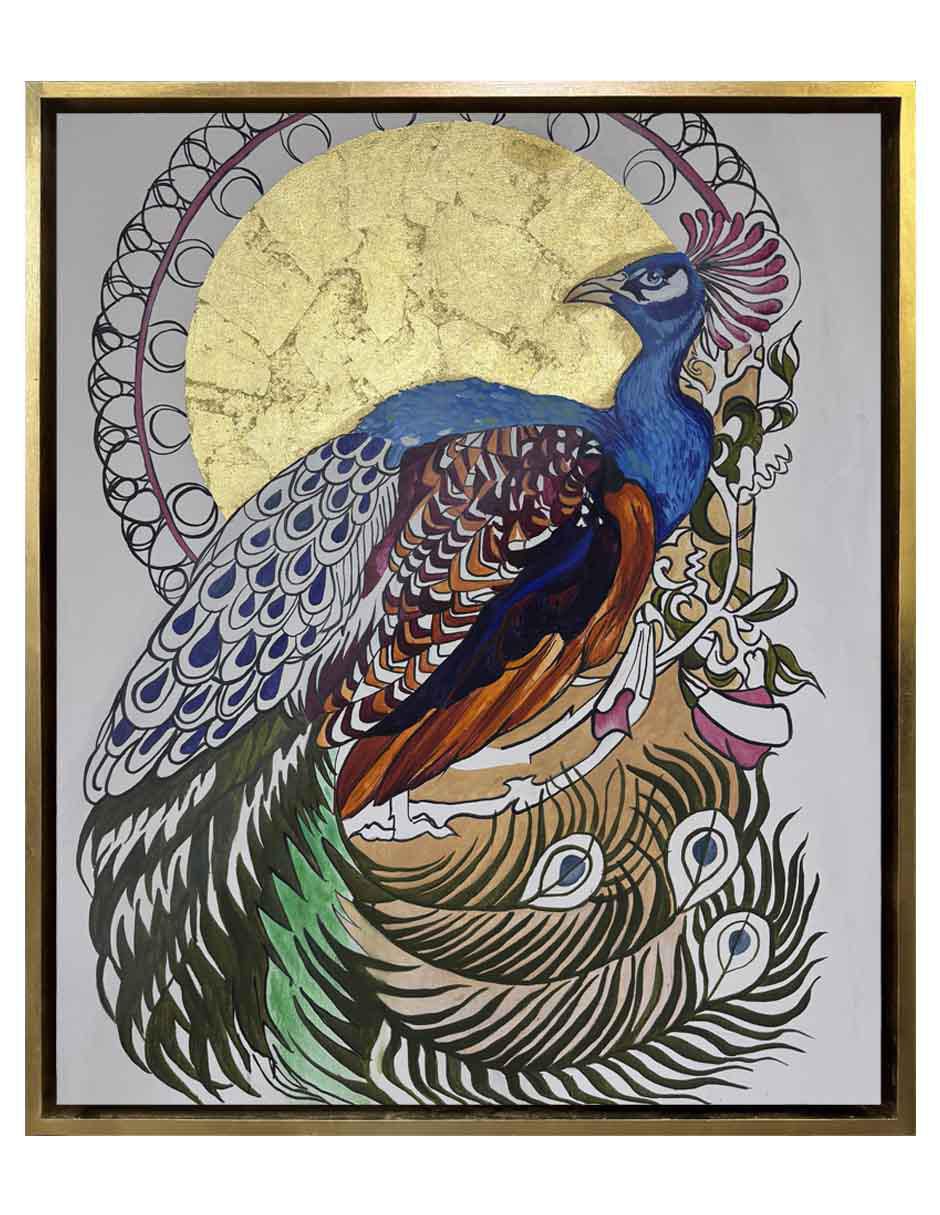 Pintura Pavo Real técnica acrílico Animalart Pintura Pavo Real técnica acrílico Animalart