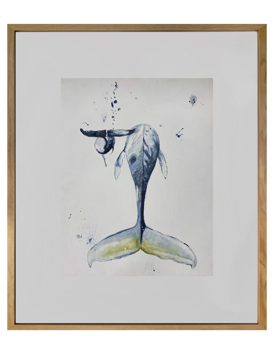 Pintura Mamá Ballena técnica acrílico Animalart Mar Pintura Mamá Ballena técnica acrílico Animalart Mar