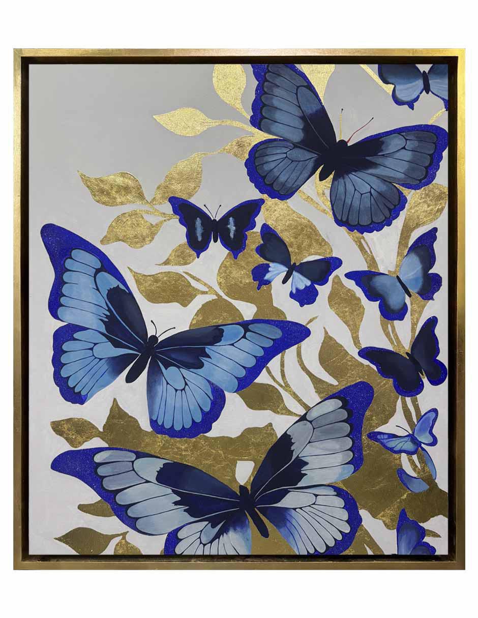 Pintura Blue Butterflies técnica acrílico Animalart Pintura Blue Butterflies técnica acrílico Animalart
