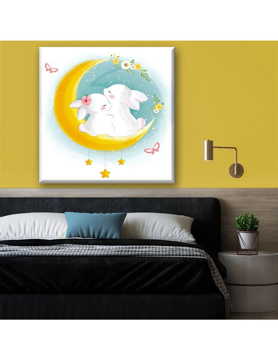 Cuadro decorativo Industria Grafica Ciento 23 Dos conejos en la luna