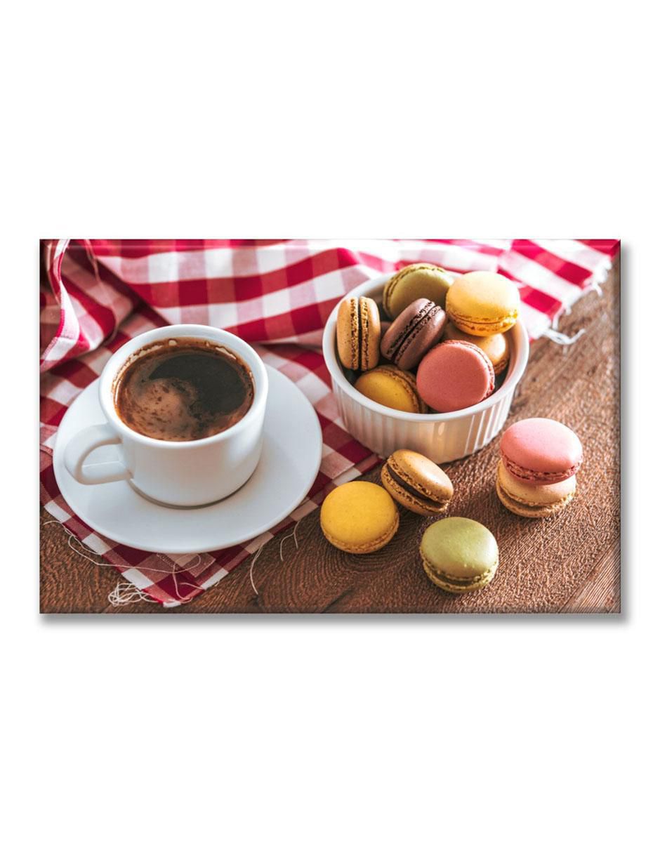 Cuadro decorativo Macarrones con café 1