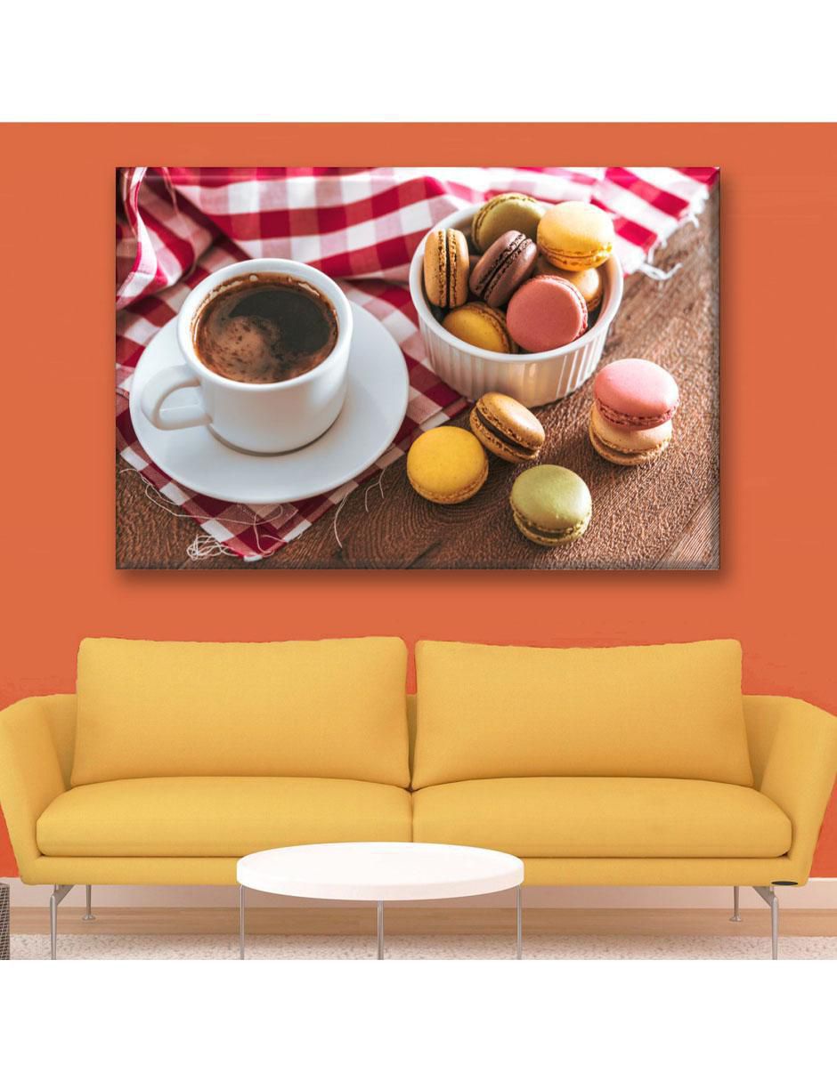 Cuadro decorativo Macarrones con café 5