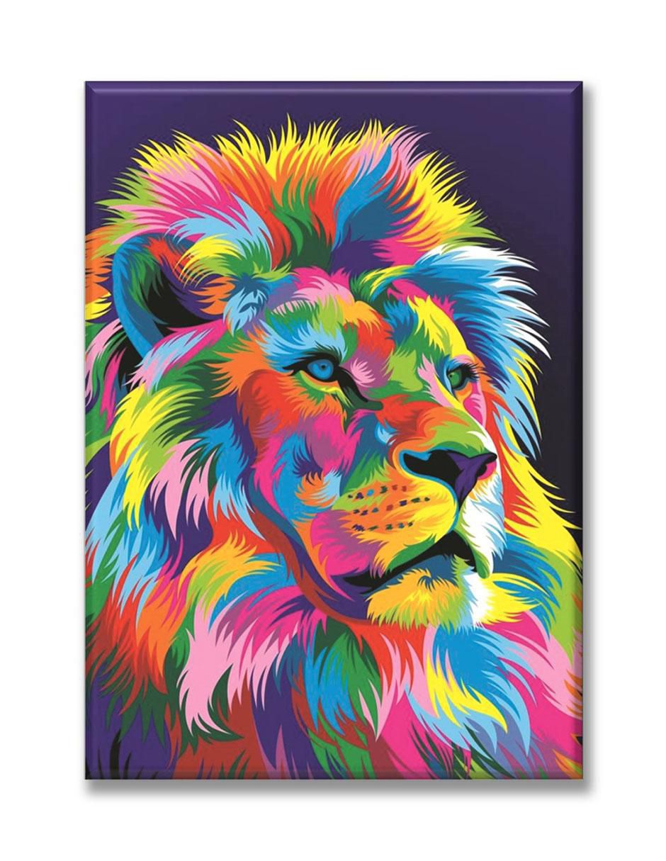 Cuadro decorativo León manchas de color 1