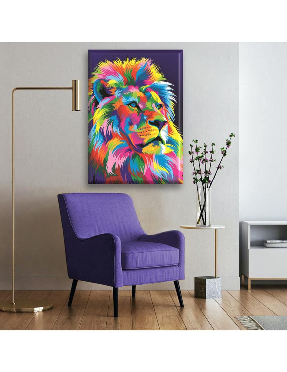 Cuadro decorativo León manchas de color 5