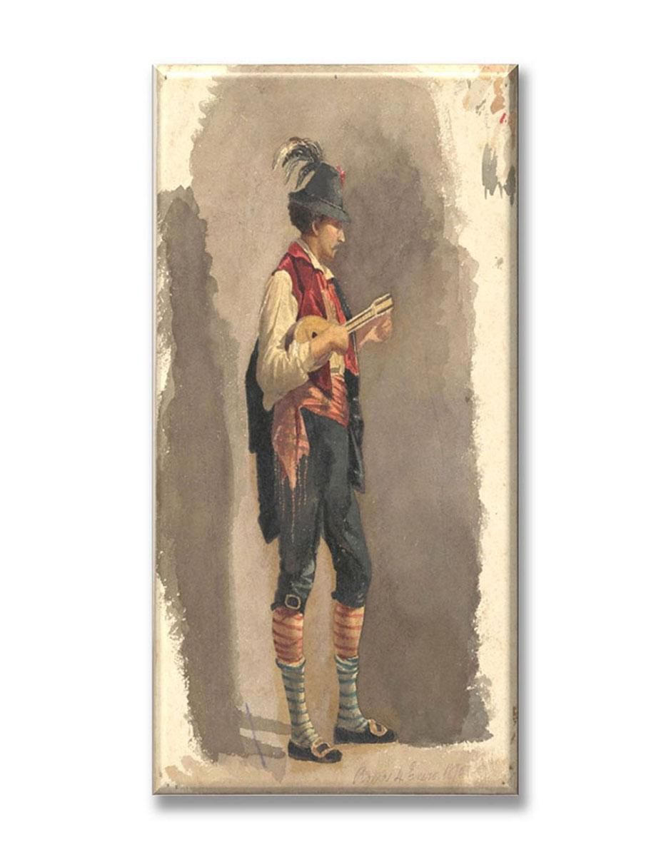 Cuadro decorativo Industria Grafica Ciento 23 Circulo de Mariano Fortuny y carbó músico de pie