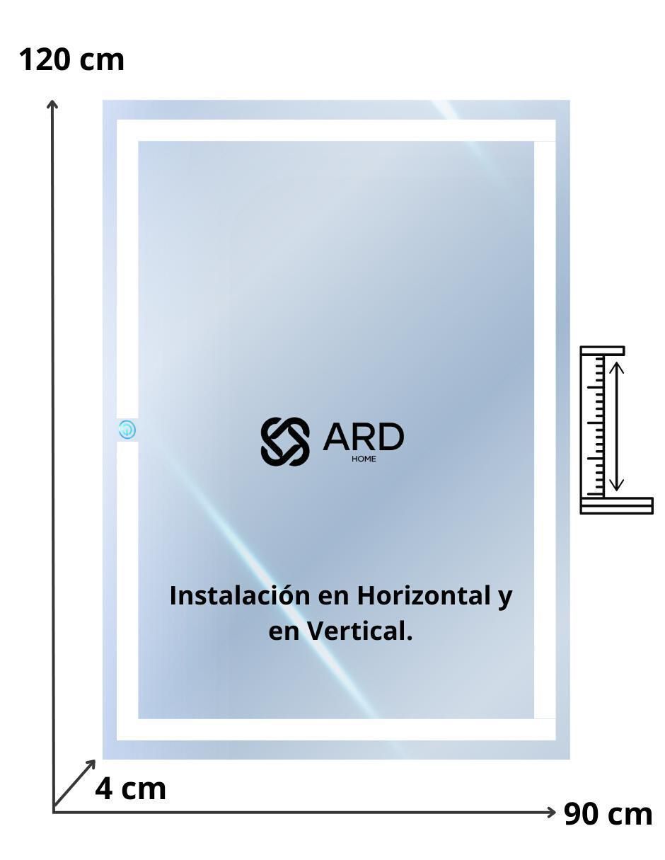 Espejo rectangular Ard para baño con luz Led Glanz Prestige