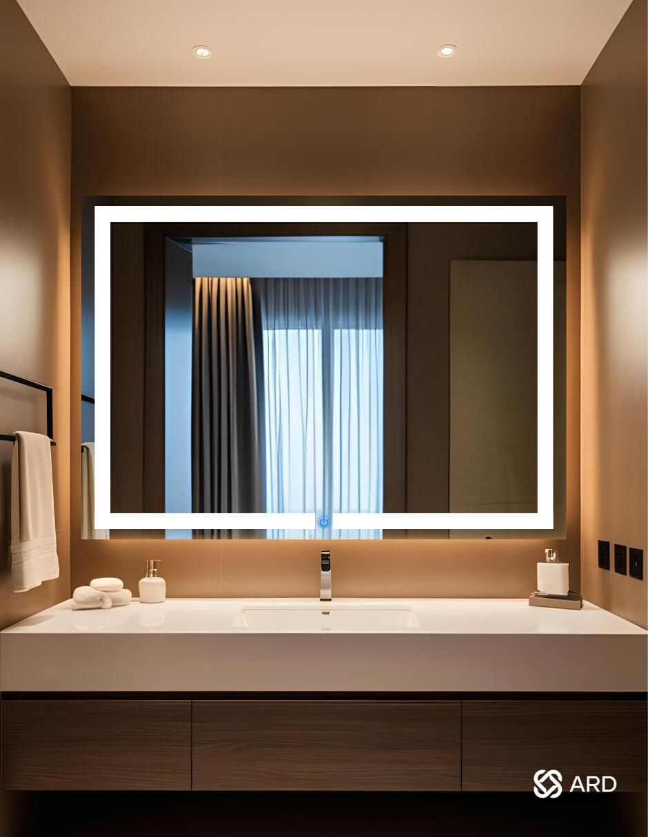 Espejo rectangular Ard para baño con luz Led Glanz Prestige