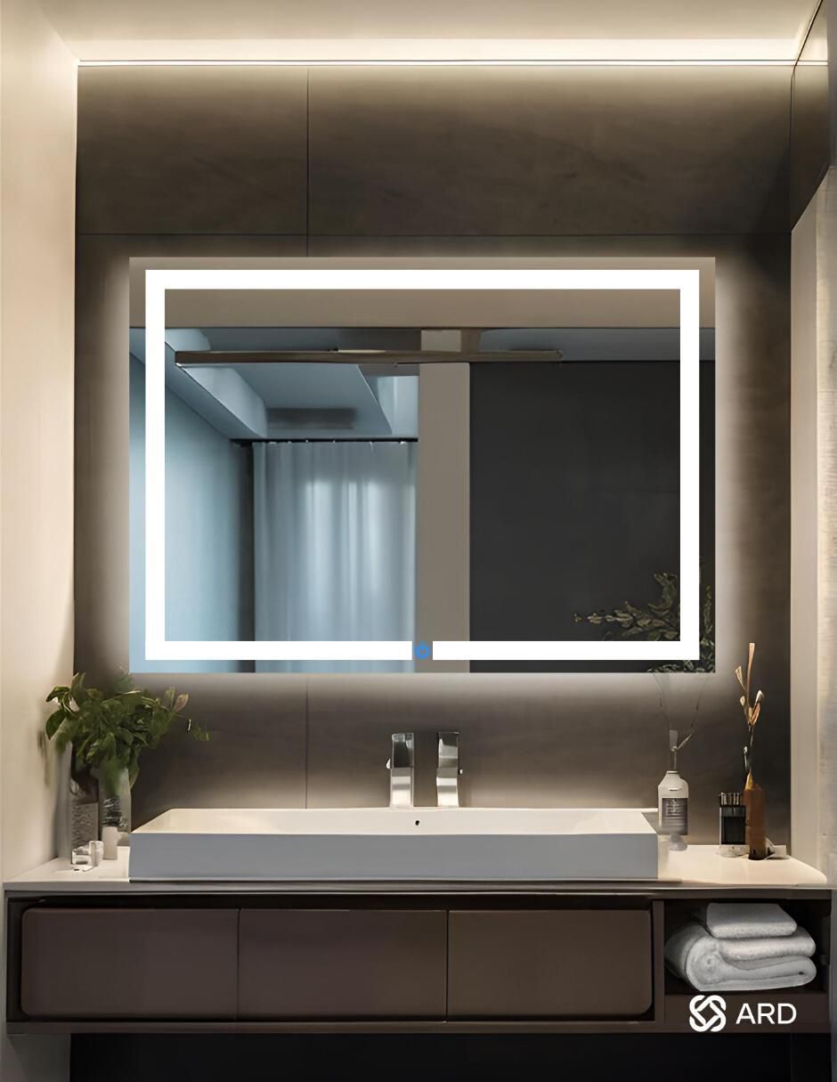 Espejo rectangular Ard para baño con luz Led Glanz Prestige