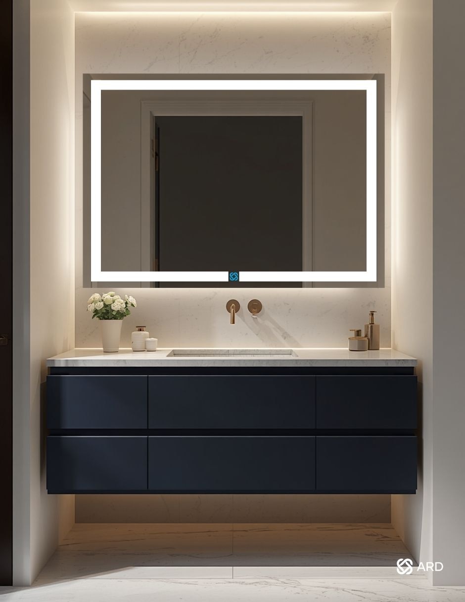 Espejo de pared rectangular para baño con luz LED GLG Prestige 8