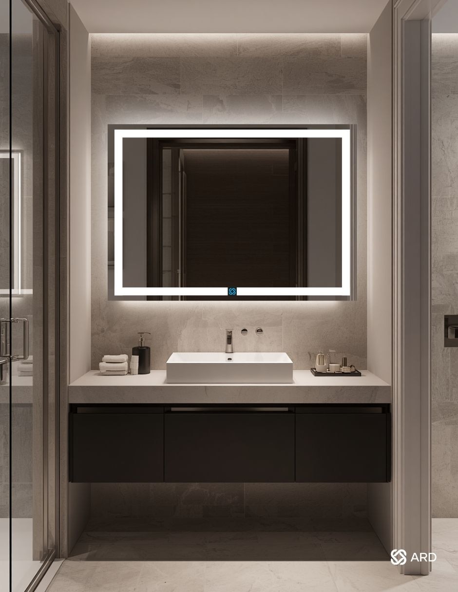 Espejo de pared rectangular para baño con luz LED GLG Prestige 5