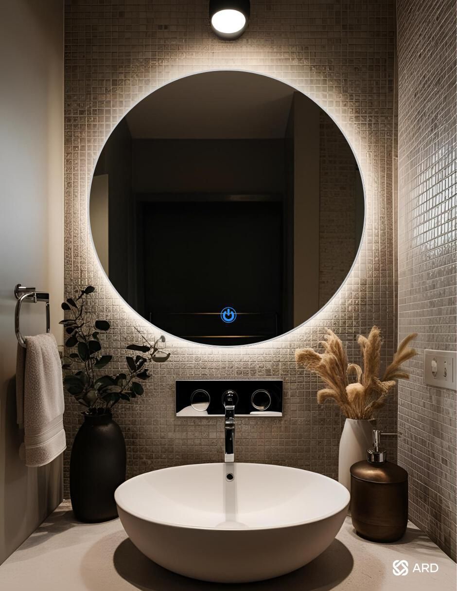 Espejo redondo Ard para baño con luz Led Glanz Backlit Soul