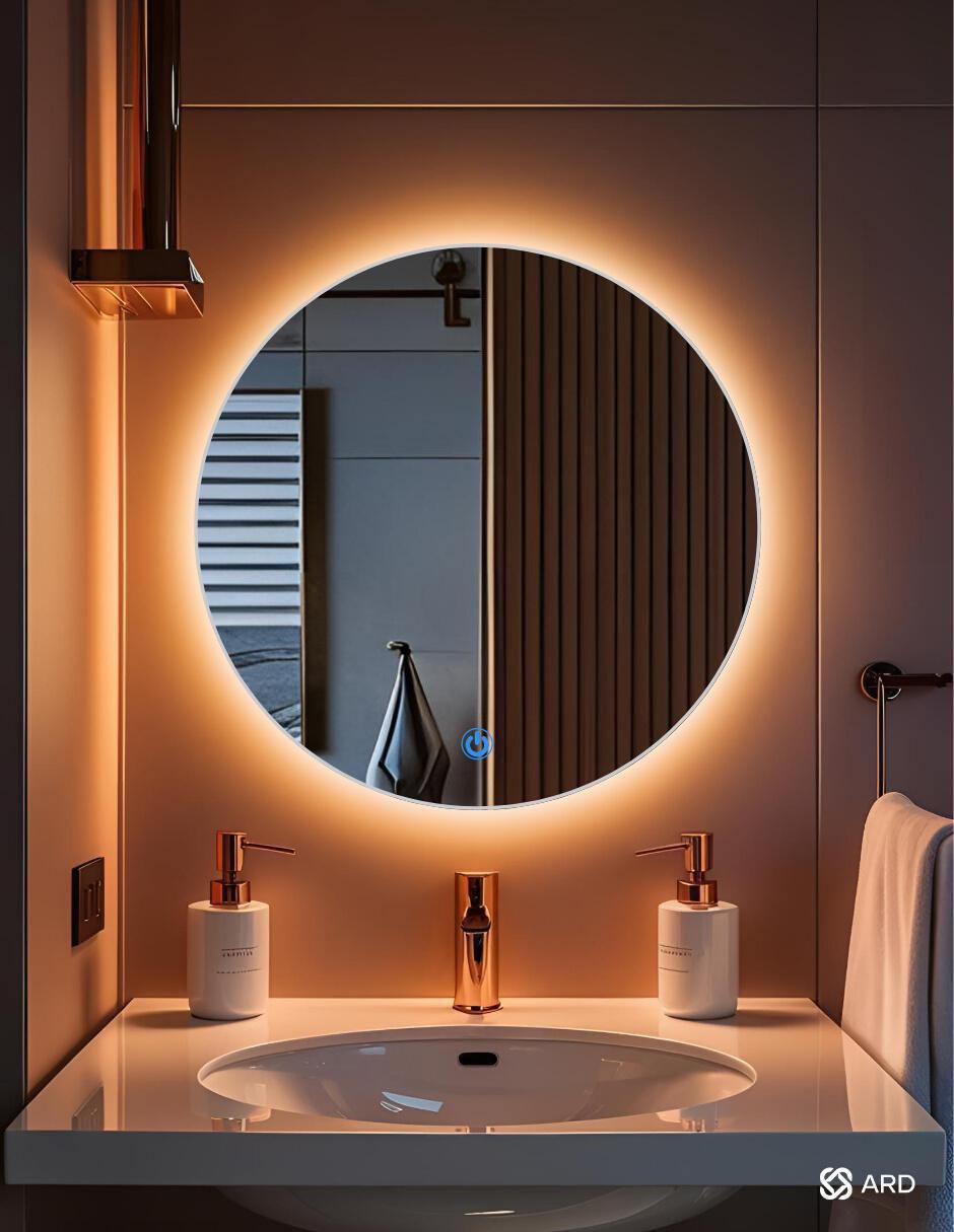 Espejo redondo Ard para baño con luz Led Glanz Backlit Soul