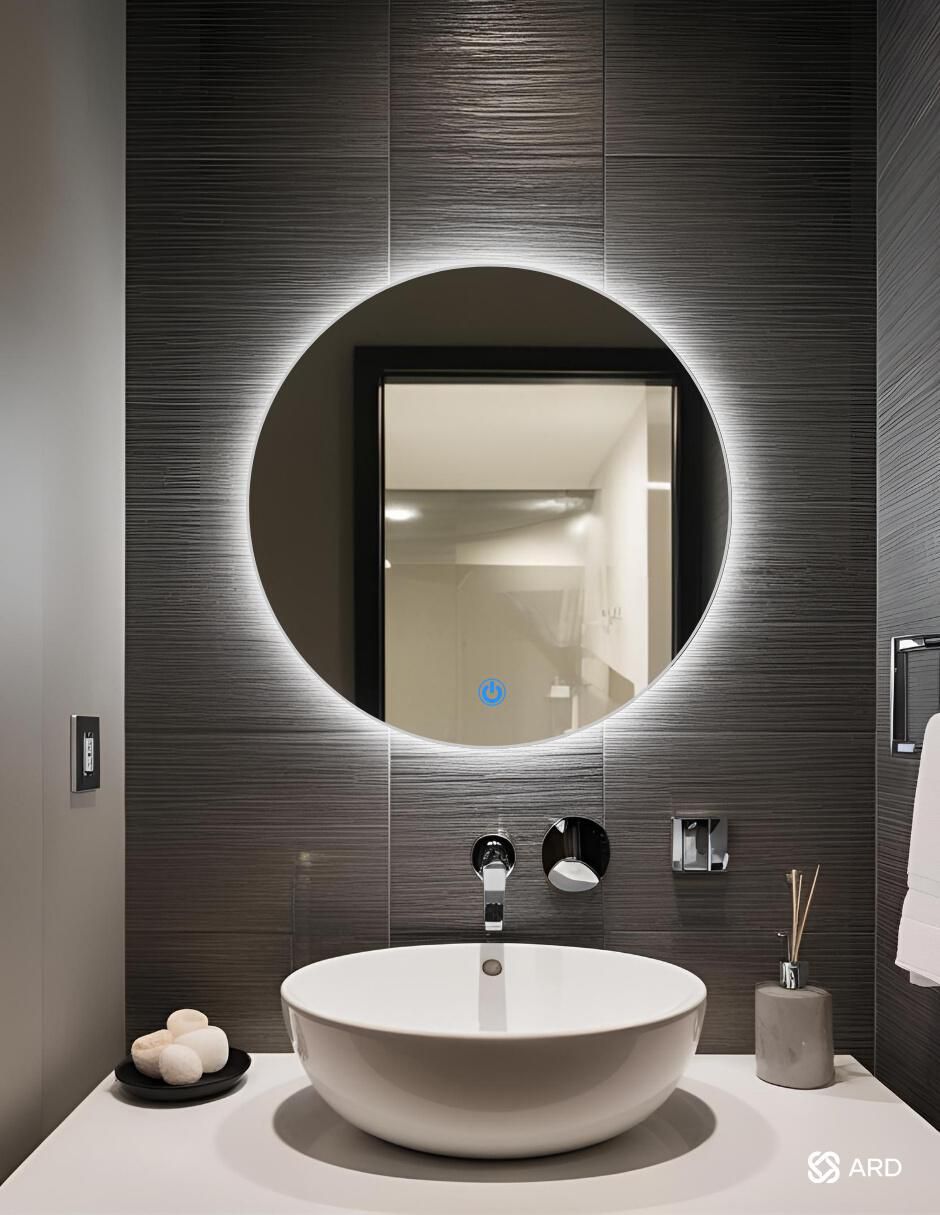 Espejo redondo Ard para baño con luz Led Glanz Backlit Soul