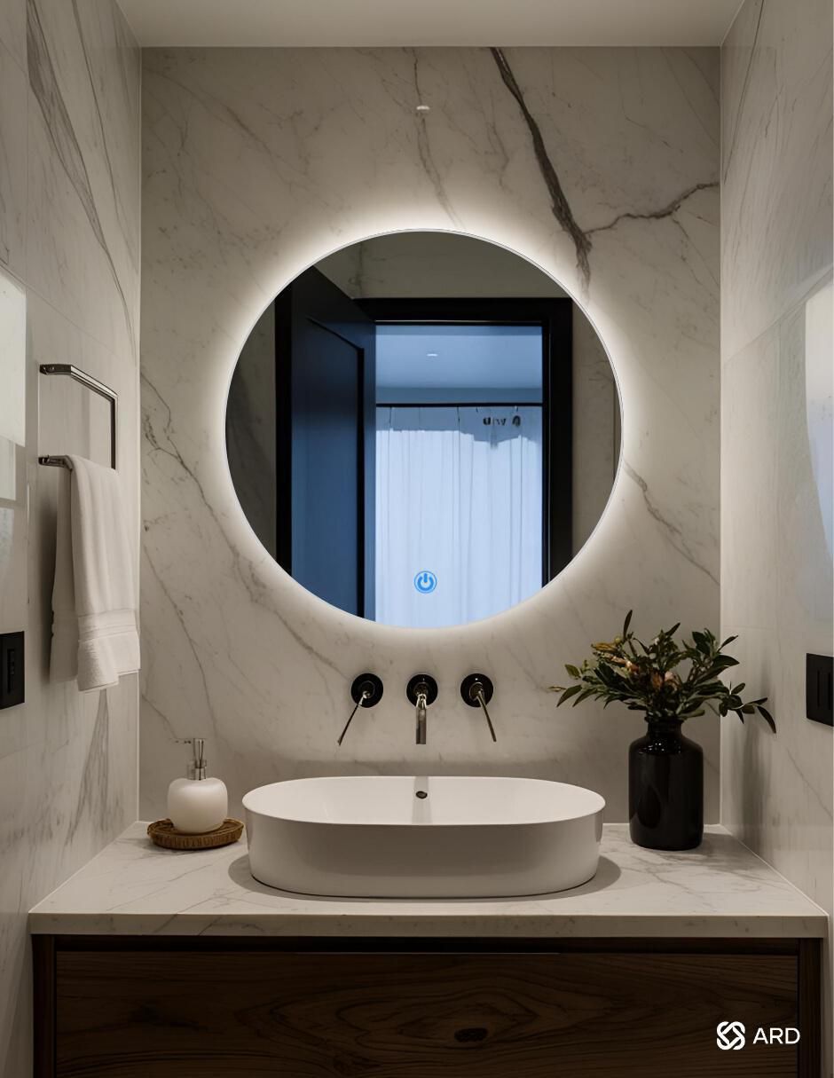 Espejo redondo Ard para baño con luz Led Glanz Backlit Soul