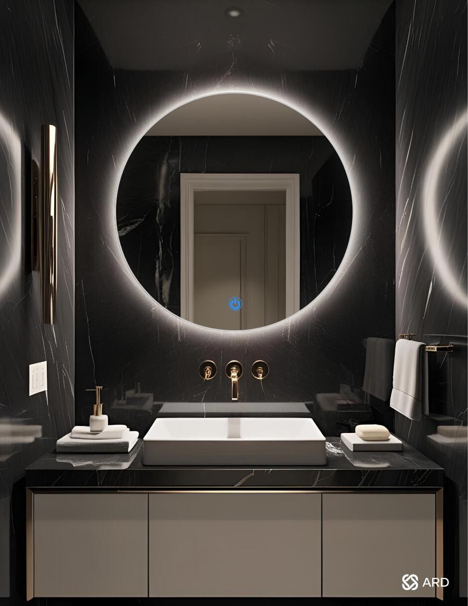 Espejo redondo Ard para baño con luz Led Glanz Backlit Soul