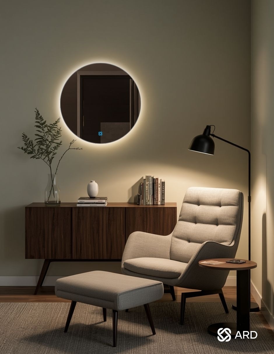 Espejo redondo para baño con luz led glanz backlit soul 9