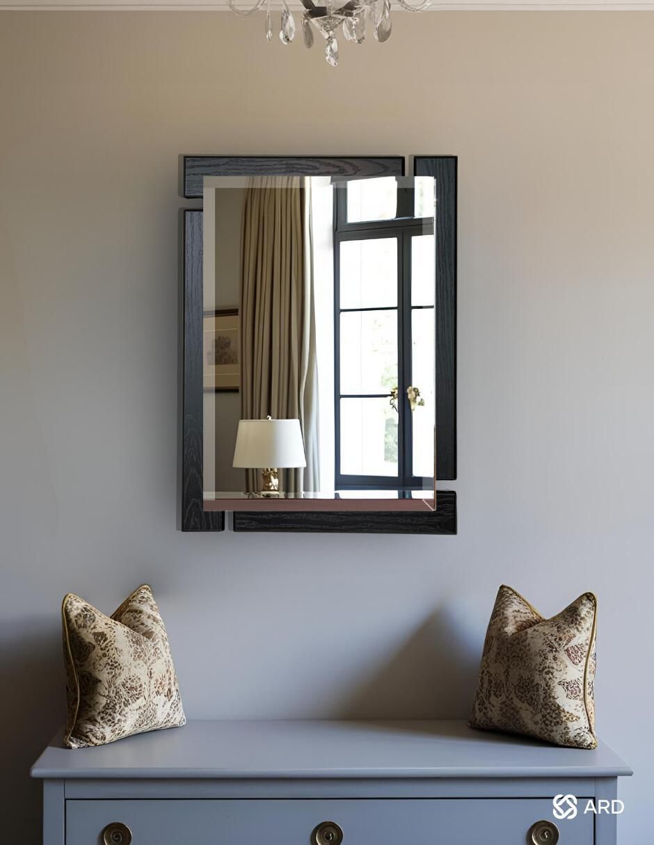 Espejo rectangular decorativo de pared de madera glanz blackwood 7