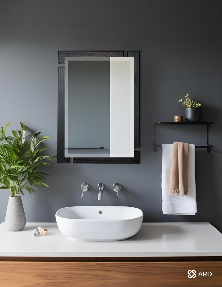 Espejo rectangular decorativo de pared de madera glanz blackwood 5