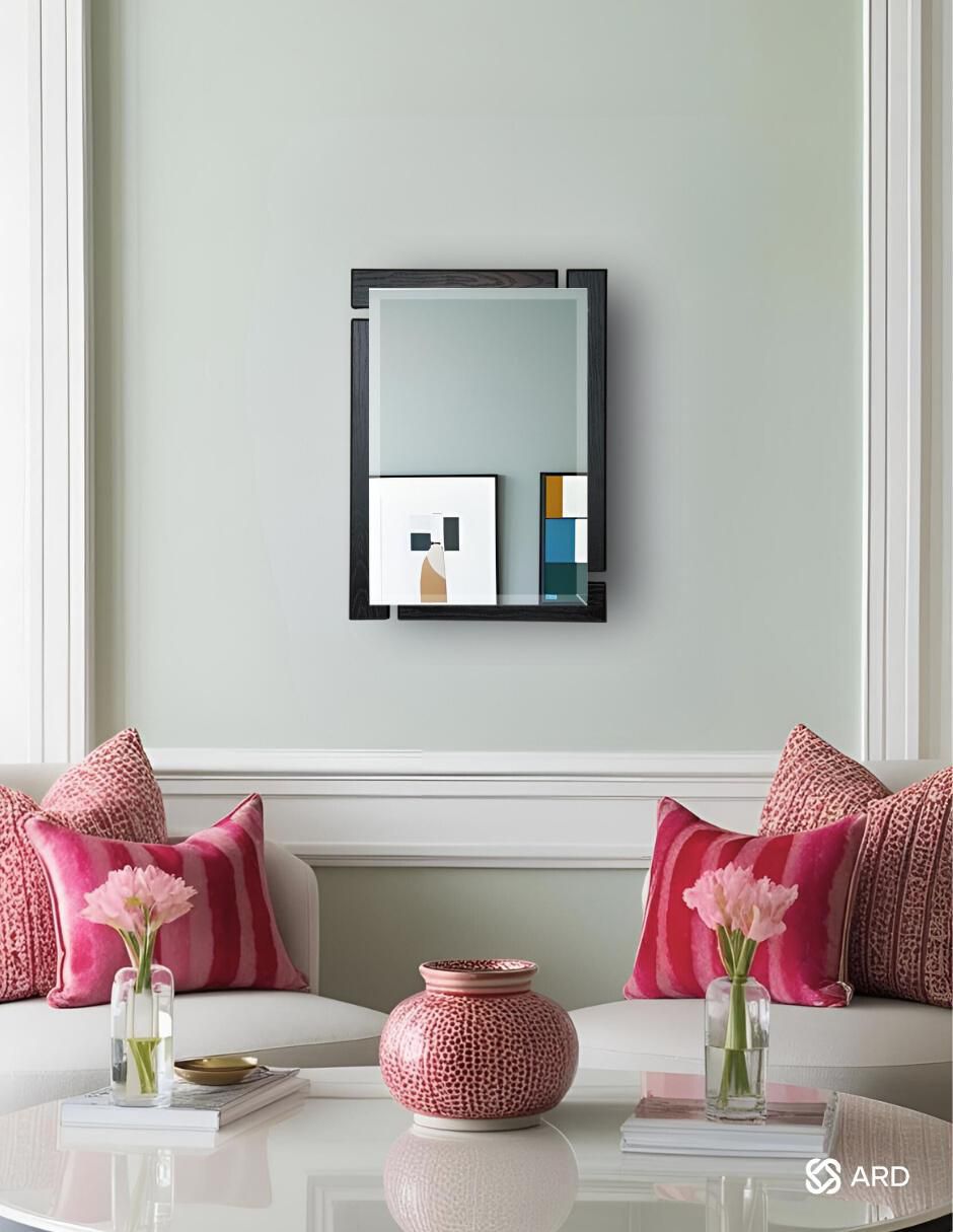 Espejo rectangular decorativo de pared de madera glanz blackwood 4