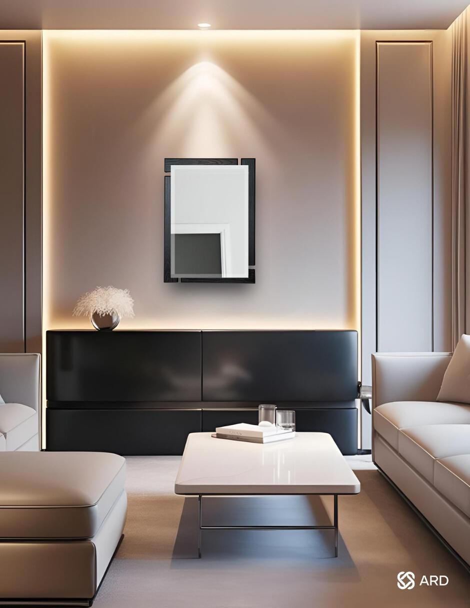 Espejo rectangular decorativo de pared de madera glanz blackwood 2