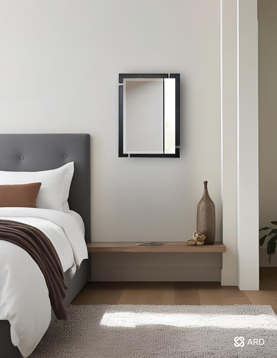 Espejo rectangular decorativo de pared de madera glanz blackwood 3
