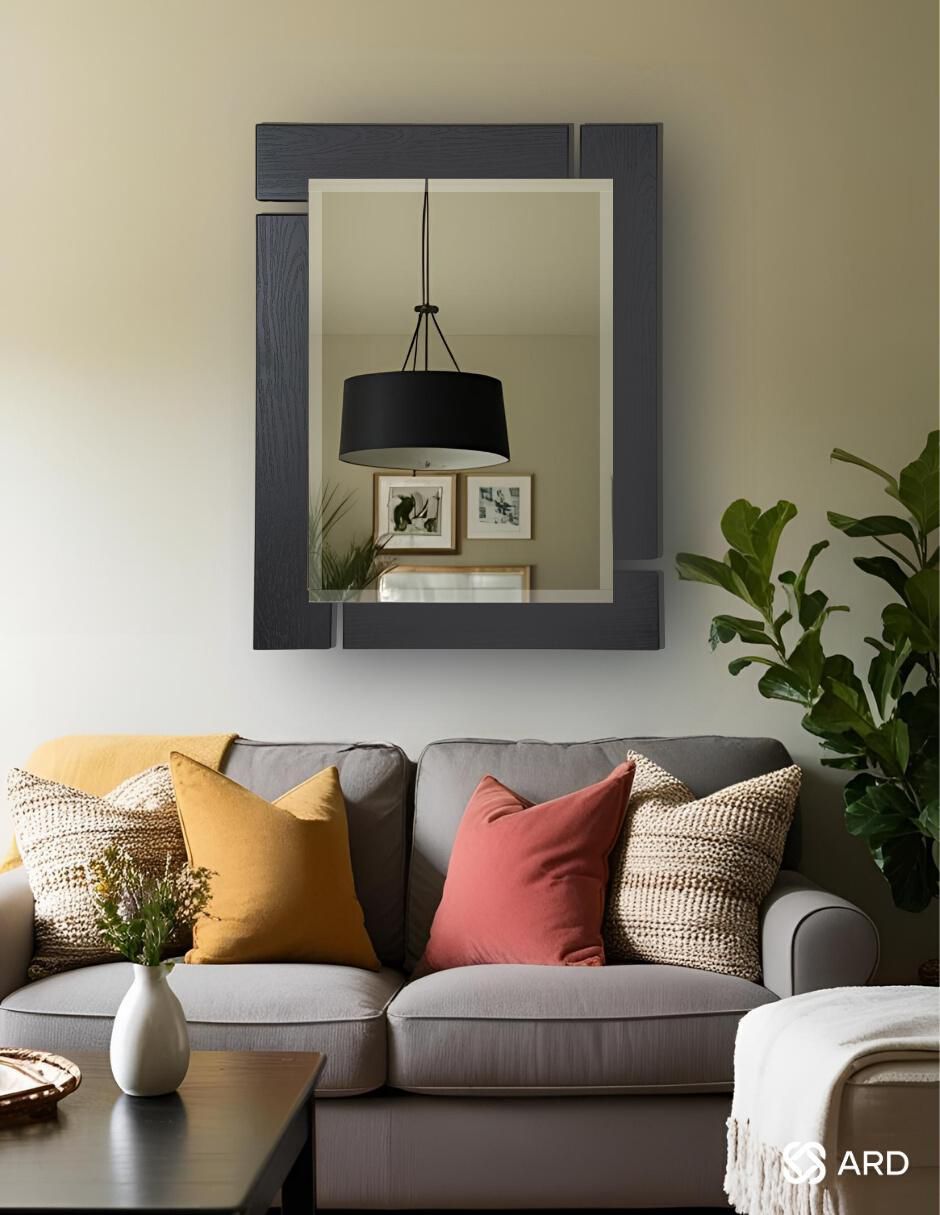 Espejo rectangular decorativo de pared de madera glanz blackwood 5