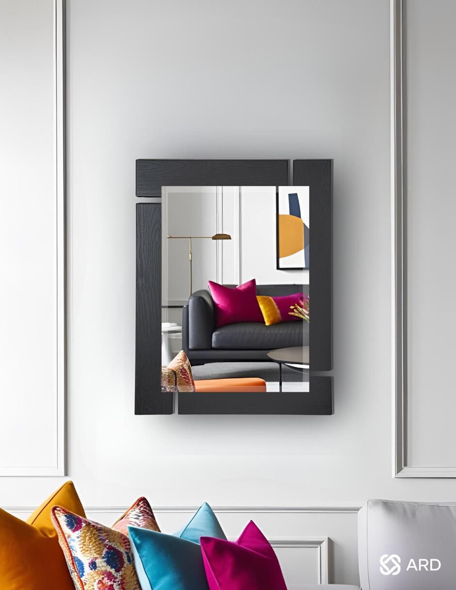 Espejo rectangular decorativo de pared de madera glanz blackwood