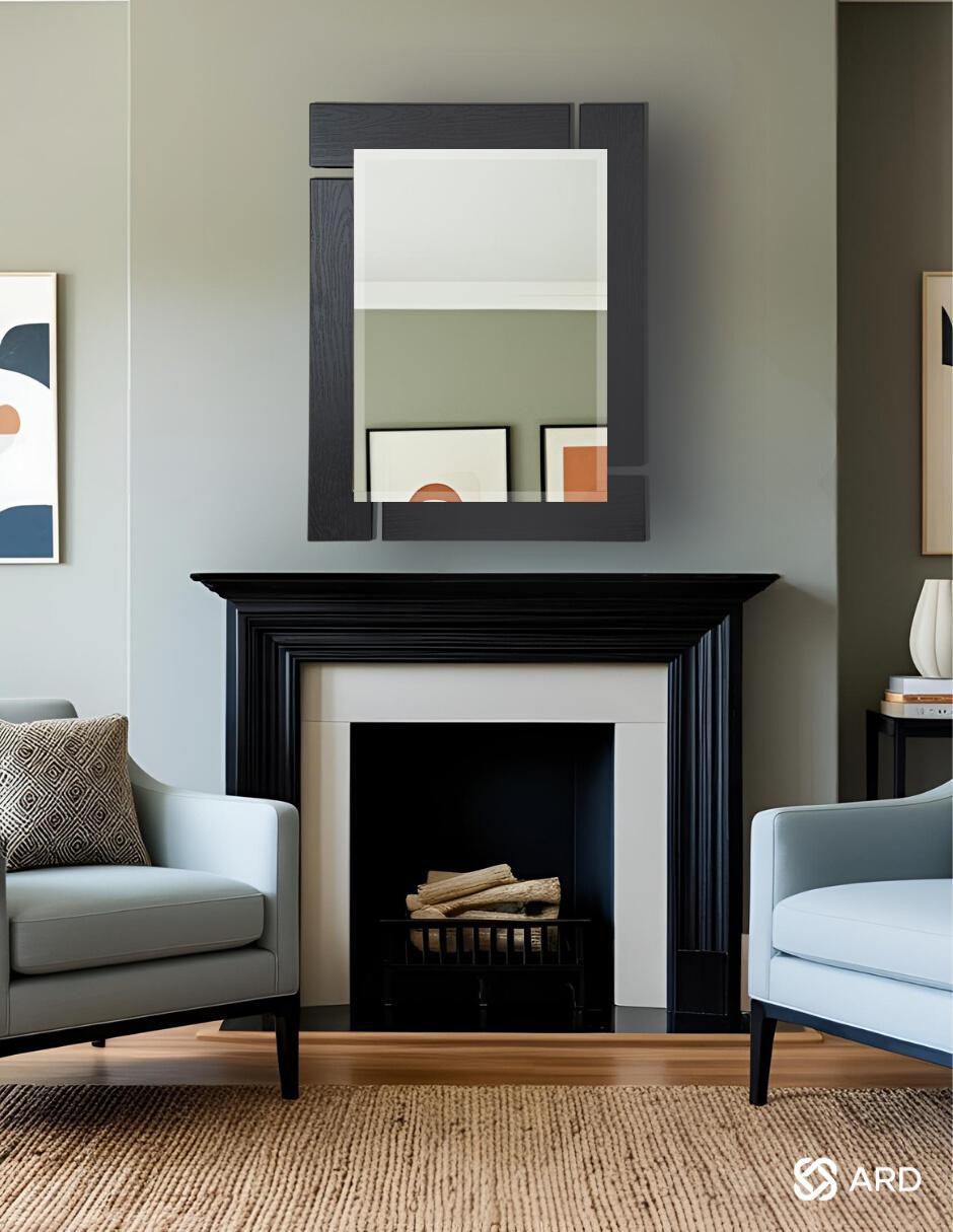 Espejo rectangular decorativo de pared de madera glanz blackwood