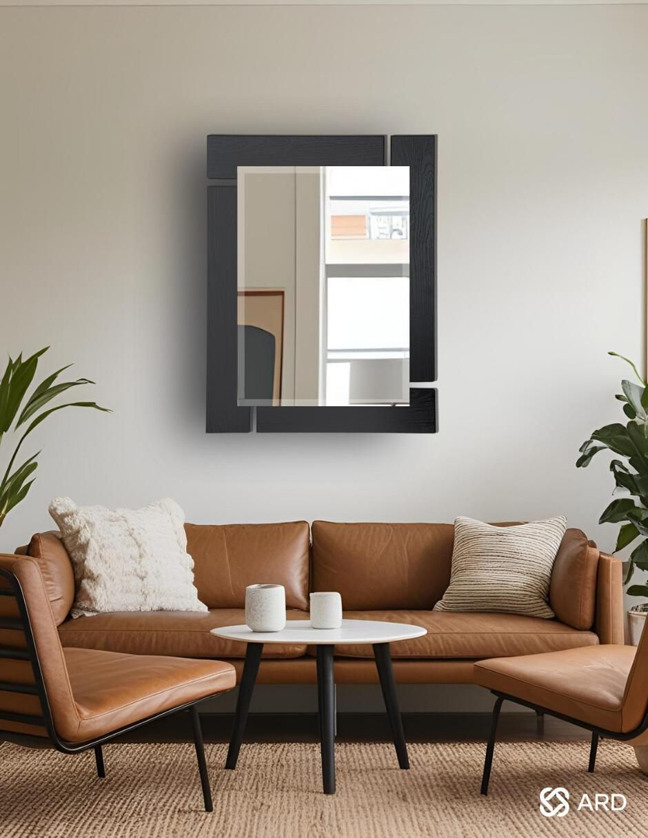Espejo rectangular decorativo de pared de madera glanz blackwood