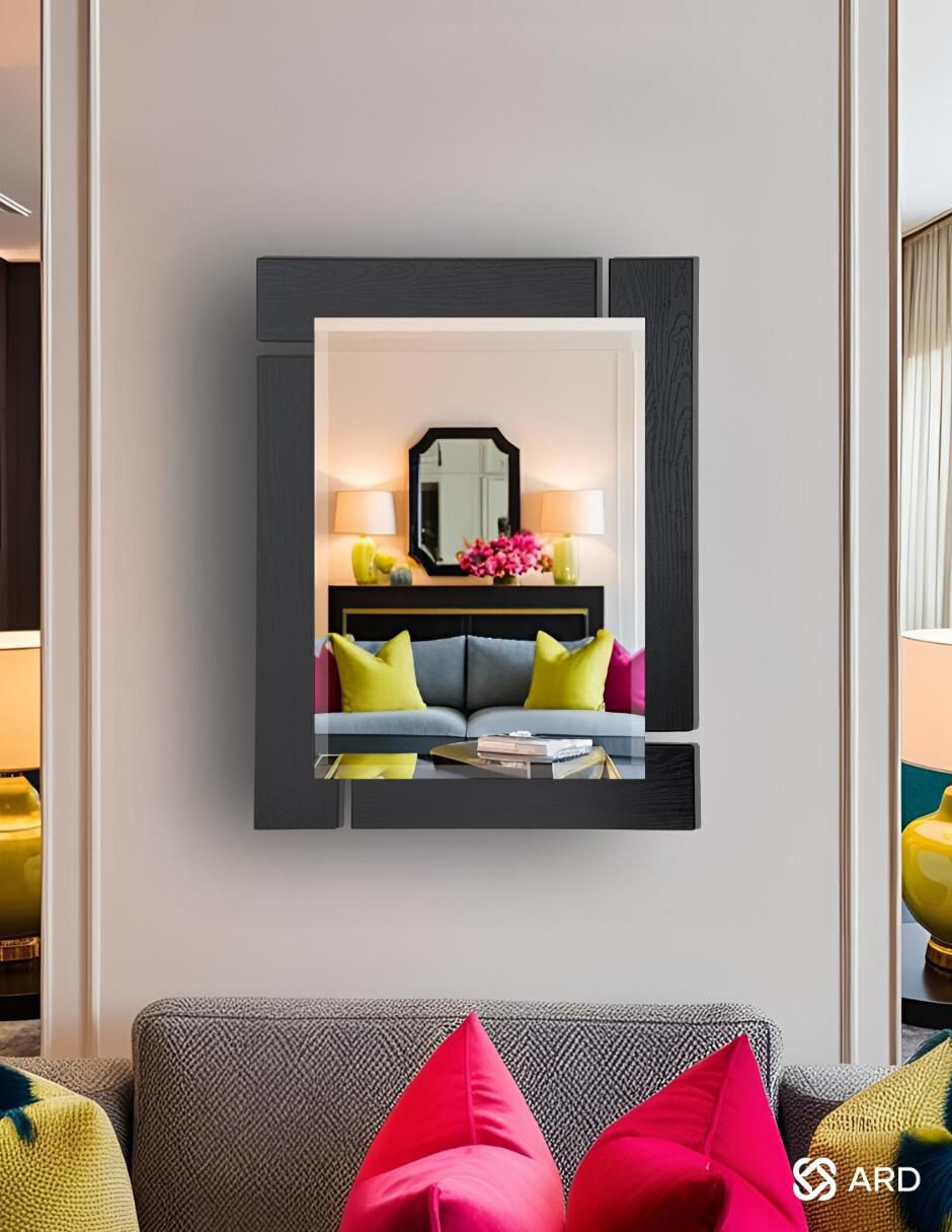 Espejo rectangular decorativo de pared de madera glanz blackwood 6