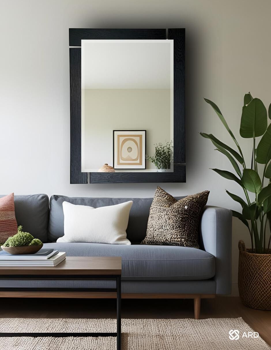 Espejo rectangular decorativo de pared de madera glanz blackwood