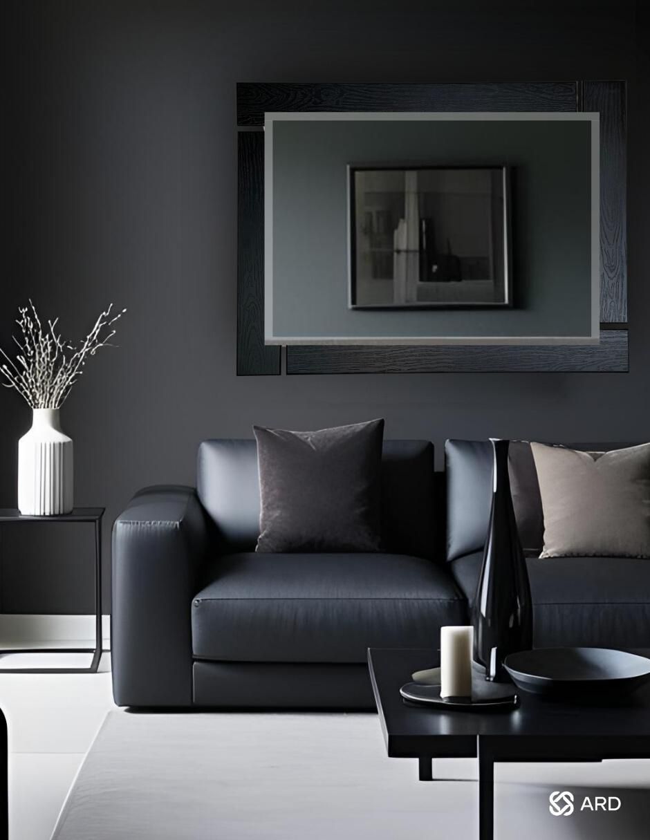 Espejo rectangular decorativo de pared de madera glanz blackwood