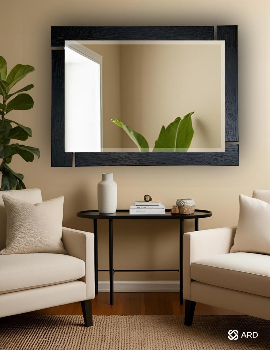 Espejo rectangular decorativo de pared de madera glanz blackwood 5