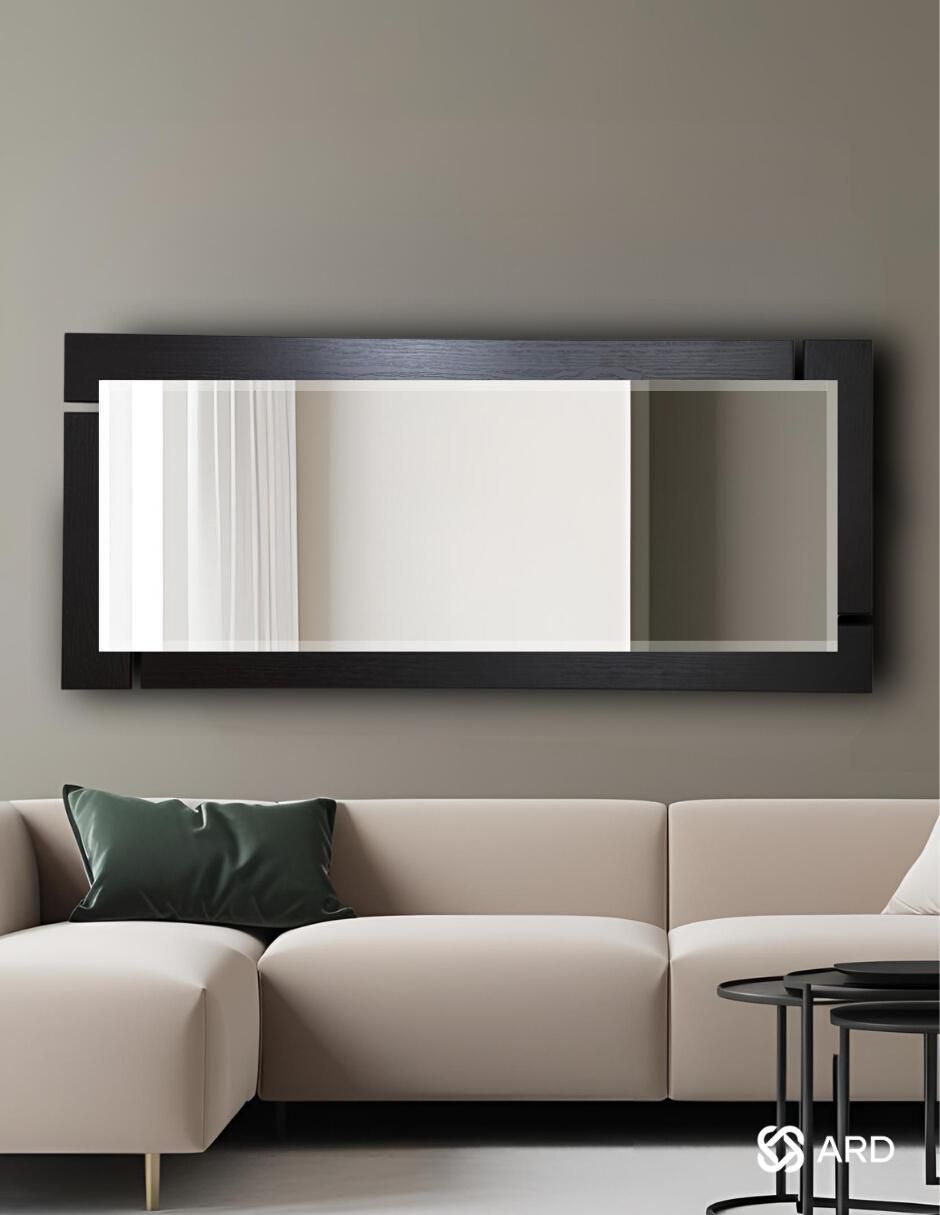 Espejo rectangular decorativo de pared de madera glanz blackwood 5