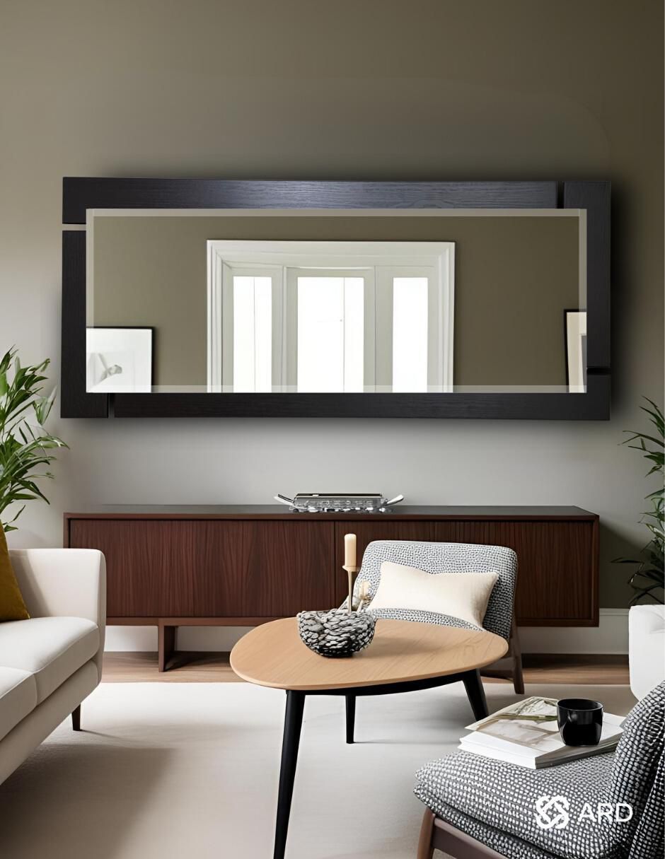 Espejo rectangular decorativo de pared de madera glanz blackwood
