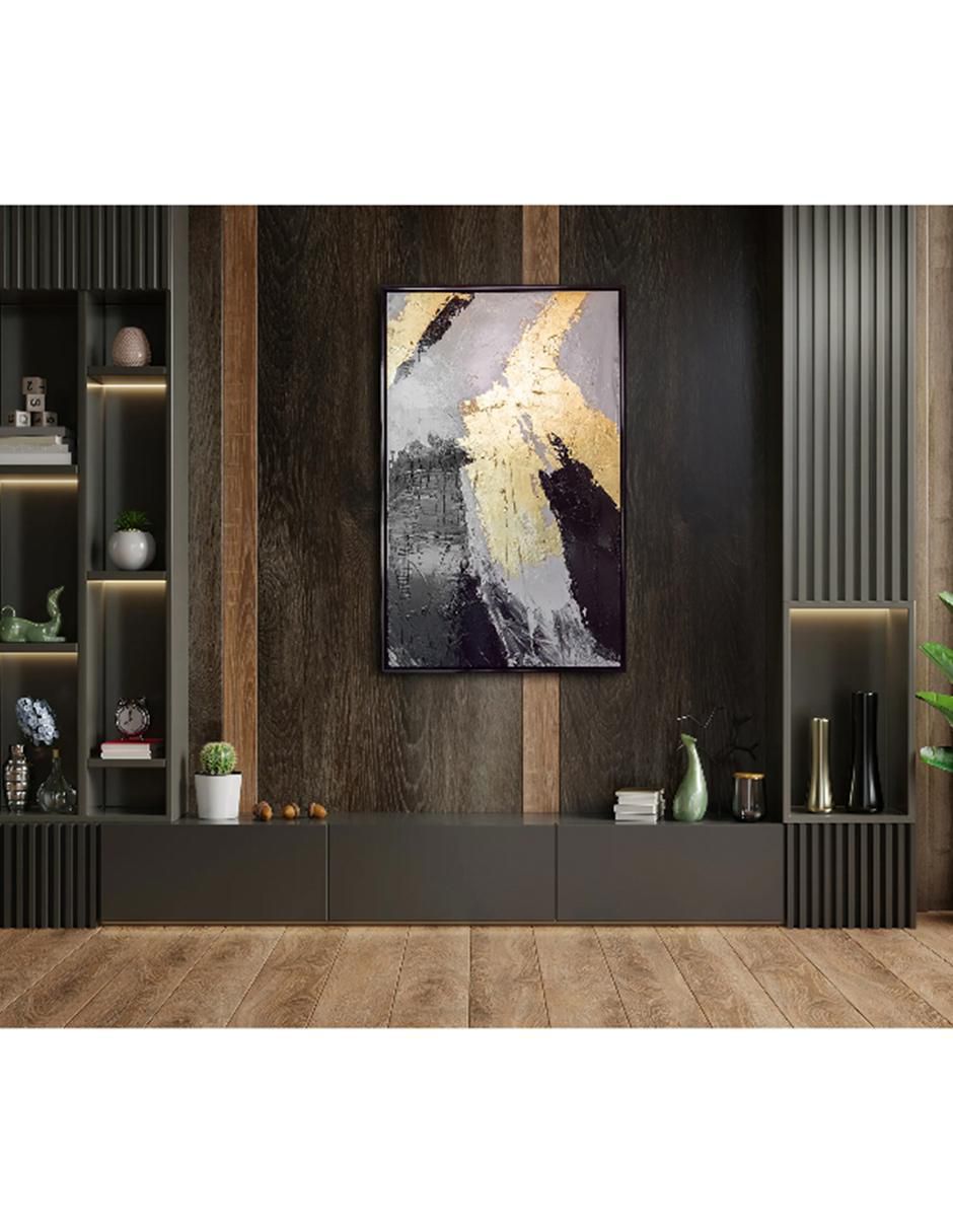 Cuadro decorativo Abstract golden & black 7